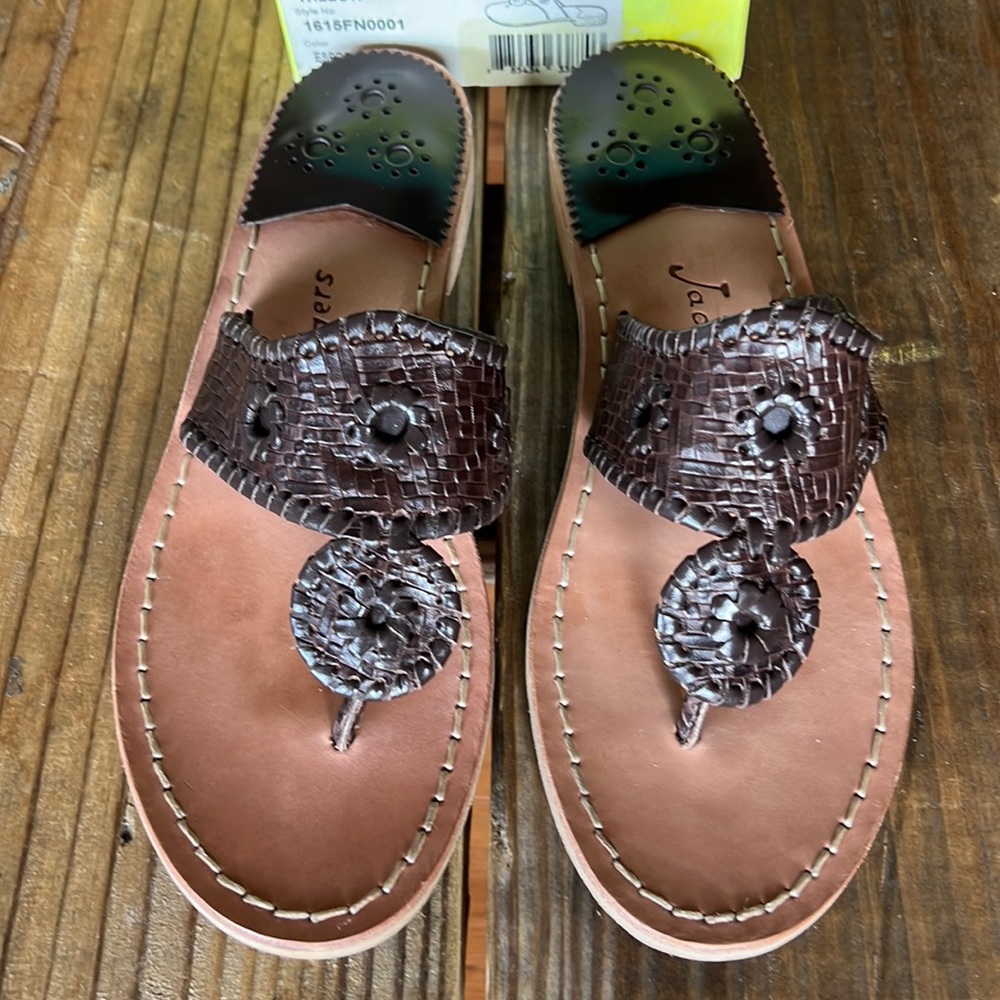Jack Rogers Willow Leather Sandals - Espresso Size 8
